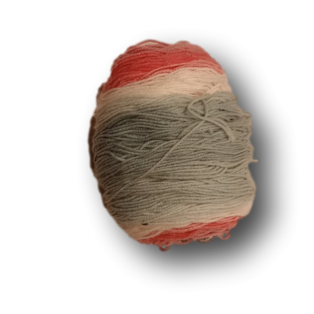 Ball of yarn, white ,pink and light blue